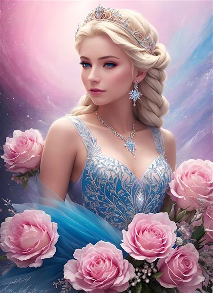 جلد آلبوم دفترچه ای پرنسس السا با گل های رز صورتی