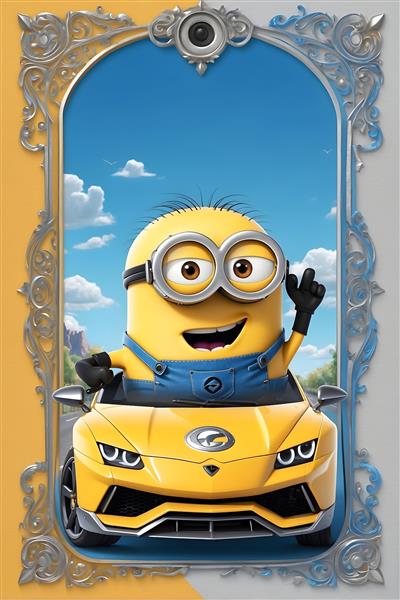 طرح پوستر محبوب شخصیت زرد ماشین سوار مینیون ها