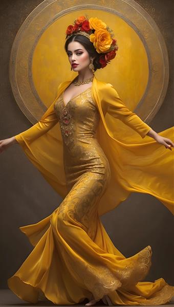 لباس بلند طلایی، رقصی زیبا و دلفریب