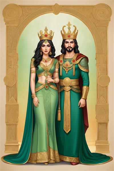 نقاشی شاه و ملکه هخامنشی در حال ملاقات
