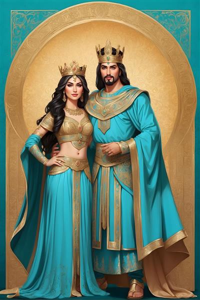 تصویرسازی حماسی از شاه و ملکه هخامنشی