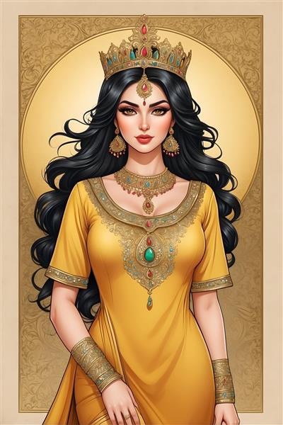 هنر هخامنشی: نقاشی ملکه ای با موهای بلند و زیبا