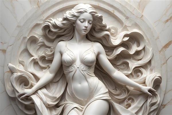 دکوراسیون جذاب با تابلو نقاشی زن الهه مو بلند