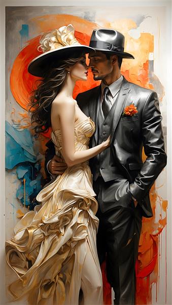 طرح هنری نقاشی زن و مرد عاشق