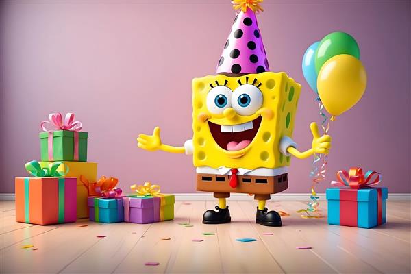 جشن تولد باب اسفنجی، تصویرسازی شده با جزئیات