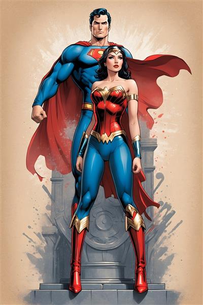 پوستر دیواری ابرقهرمانی برای طرفداران سوپرمن و واندرومن