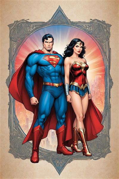 پوستر دیواری جذاب سوپرمن و واندرومن