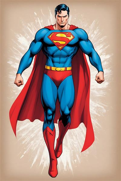 سوپرمن تصویرسازی ابرقهرمانی برای پوستر دیواری با جزئیات دقیق