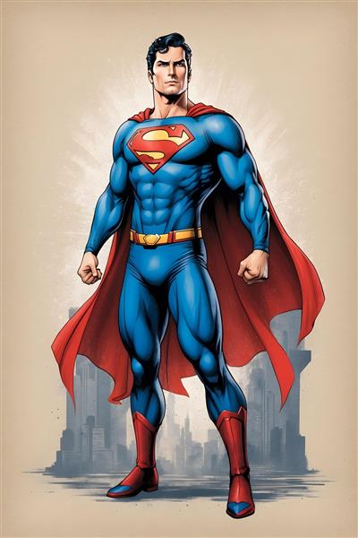 سوپرمن تصویرسازی پوستر دیواری با طرحی جذاب از ابرقهرمان