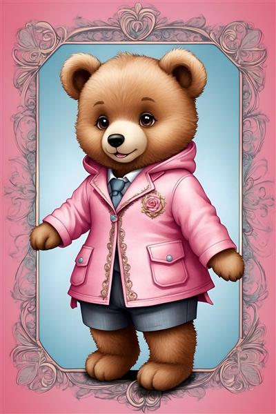 خرس تدی، پوستر دیواری با طرح عروسکی و رنگ صورتی
