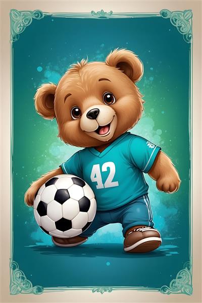 خرس تدی، نمادی از عشق و شور و هیجان در پوستر دیواری فوتبالی
