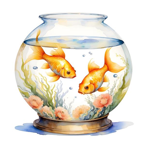 نقاشی آبرنگ تنگ ماهی نوروزی، زیبا و با کیفیت