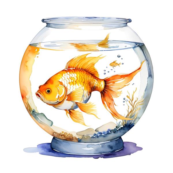 پوستر نقاشی آبرنگ ماهی طلایی با کیفیت برای نوروز