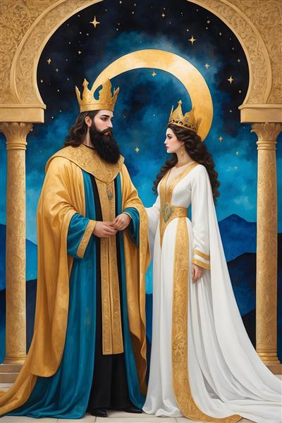 تصویری فاخر از شکوه پادشاه و ملکه در تخت شاهی هخامنشی