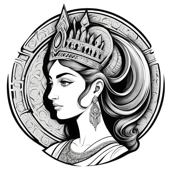 لوگوی ایزوله شده تصویرسازی دستی ملکه هخامنشی
