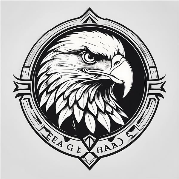 لوگوی عقاب با جزئیات دقیق، طراحی شده به صورت دستی
