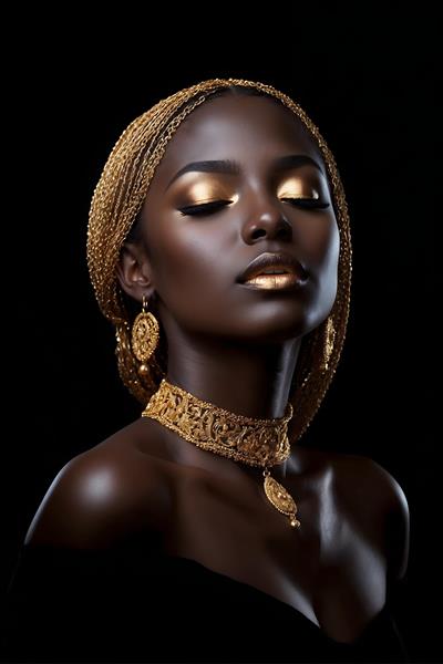 عکس مدلینگ یک زن سیاه پوست با جواهرات و لباس شیک
