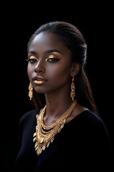 قدرت و اعتماد به نفس در چهره ی یک زن سیاه پوست با جواهرات