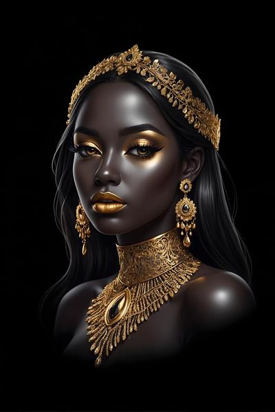 عکاسی پرتره ی هنری از زن سیاه پوست با جواهرات و آرایش