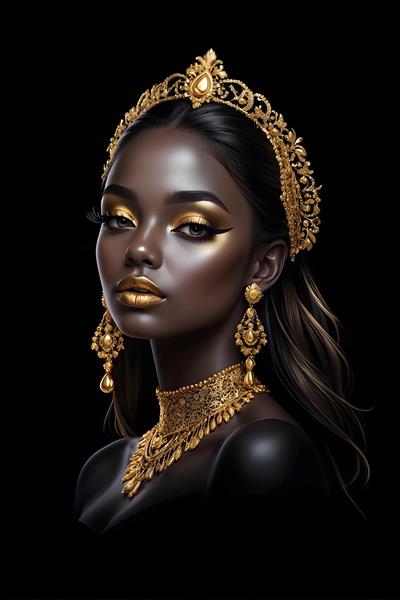 عکاسی پرتره از زن سیاه پوست با گردنبند و آرایش زیبا