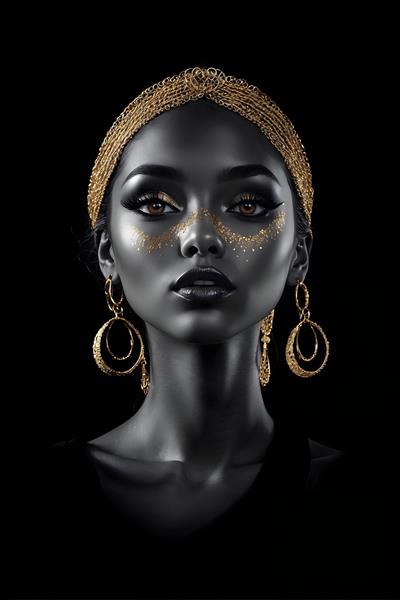 نمایش جواهرات طلای زنانه در چهره ی یک زن جوان و زیبا