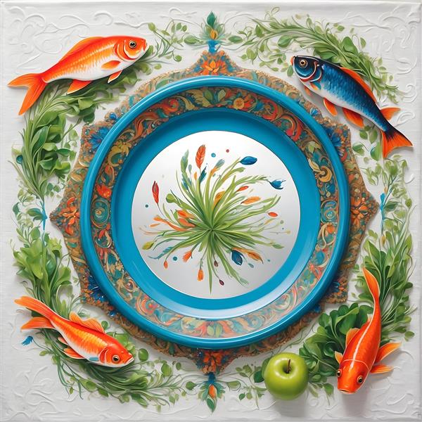 قاب نوروز و ماهی قرمز، نمادی از تازگی و شادابی در نقاشی های ایرانی