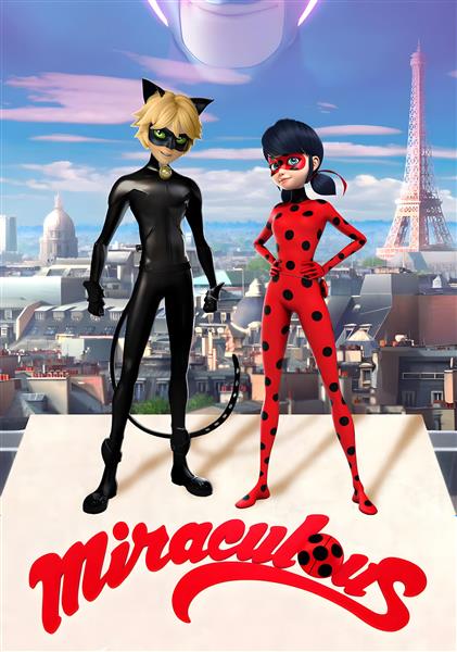 پوستر کارتونی دختر کفشدوزکی و گربه سیاه برای طرفداران انیمیشن