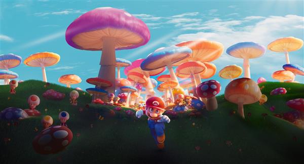 ماریو در حال دویدن در سرزمین قارچ ها