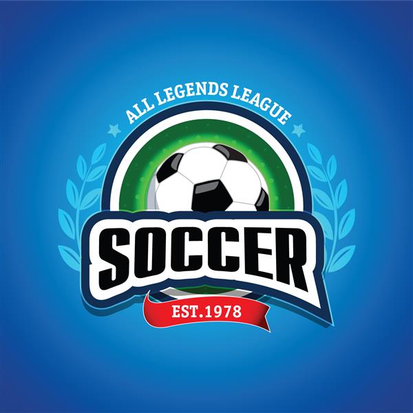 Circle Soccer لوگوی فوتبال الگوی طراحی لوگو نشان فوتبال فوتبال سبز قرمز و آبی تیره قالب لوگو تایپ ورزشی تی شرت با تم فوتبال لوگوی فوتبال تصویر وکتور