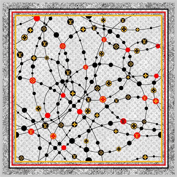 طرح روسری لویی ویتون با رنگهای قرمزو طوسی