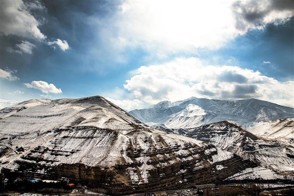 کوهستان برفی مناظر طبیعی جاده چالوس در برف زمستان