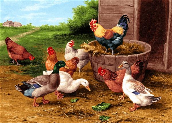 تابلو فرش طرح مرغ و خروس