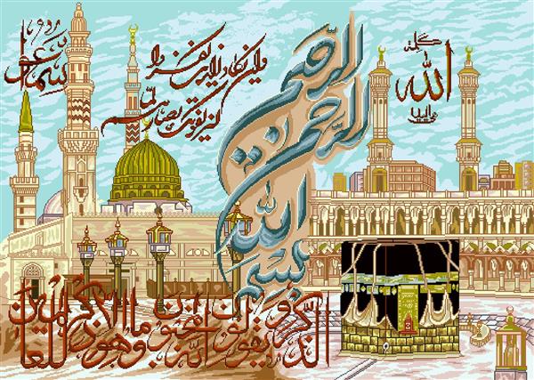 تابلو فرش مذهبی اماکن متبرکه با حس روحانی و آیات و ان یکاد