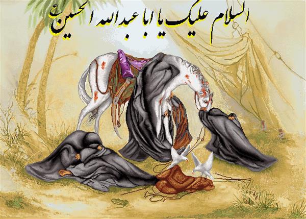 تابلو فرش مذهبی صحنه ای از واقعه کربلا