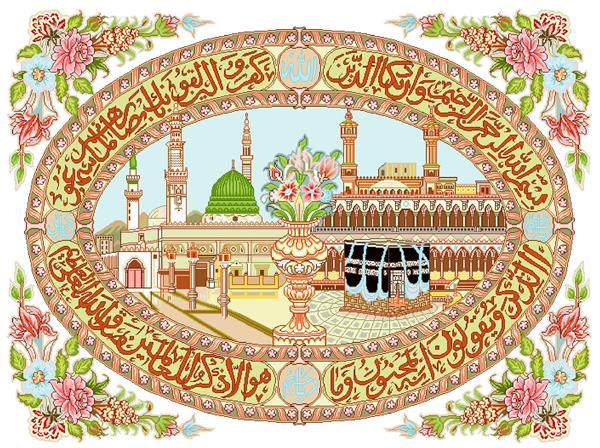 تابلو فرش مذهبی مسجد النبی و کعبه