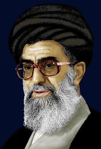 تابلو فرش پرتره آیت‌الله خامنه‌ای با عینک