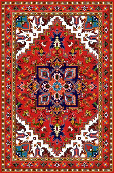 فرش ایلاتی لاکی با نقوش هندسی و ترنج وسط روشن و حاشیه سنتی طرح پارمیدا