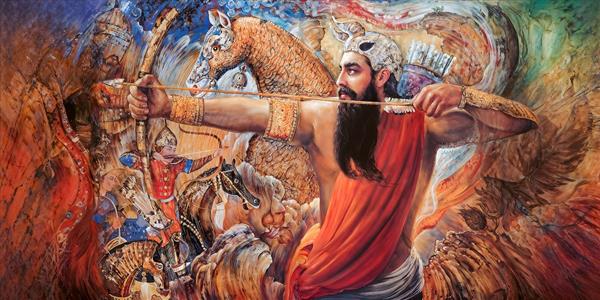 نقاشی آرش کمانگیر، قهرمان اسطوره‌ای ایران با کمان و تیر