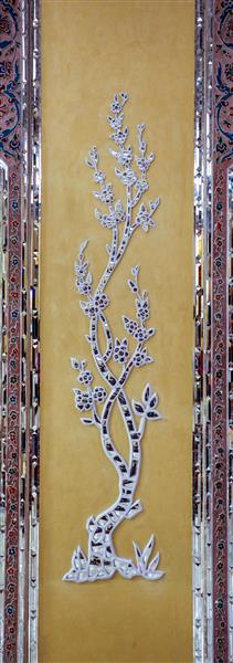دیوارنگاره آیینه کاری درخت شکوفه در کاروانسرای شاه عباسی اصفهان