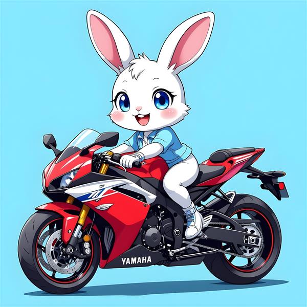 خرگوش موتورسوار با موتور قرمز