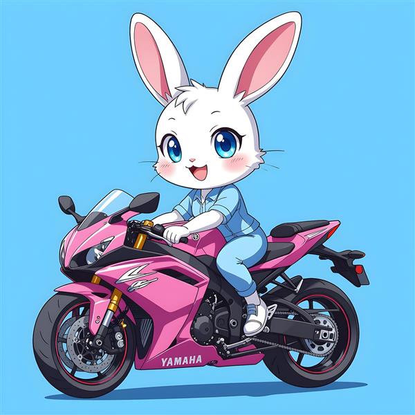 خرگوش موتورسوار با موتور صورتی
