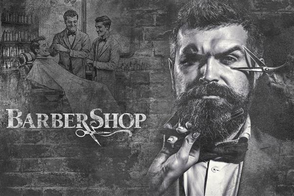 بنر آرایشگاه مردانه لایه باز رایگان