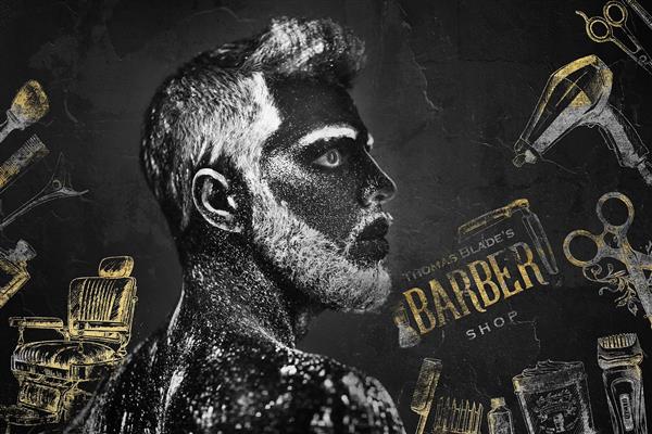 بنر آرایشگاه مردانه لایه باز رایگان