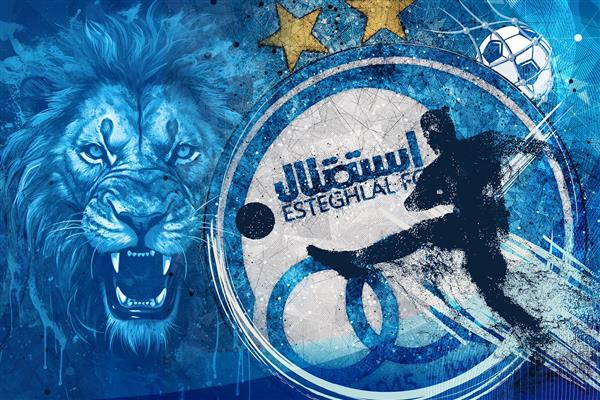 پوستر دیواری سه بعدی استقلال با تم جذاب شیر و بازیکن فوتبال