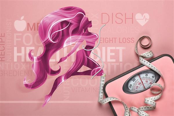 پوستر دیواری لاغری و کاهش وزن ، مخصوص دکور غذاهای رژیمی
