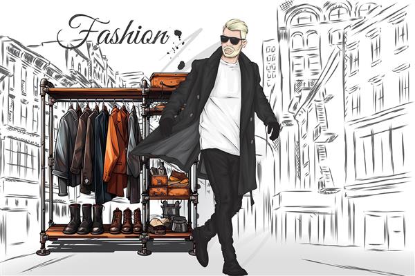 پوستر دیواری سه بعدی بوتیک مردانه مدرن مخصوص دکوراسیون