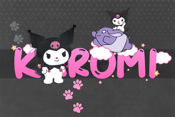 پوستر دیواری کرومی و هلو کیتی با زمینه تیره بسیار زیبا دکور اتاق کودک