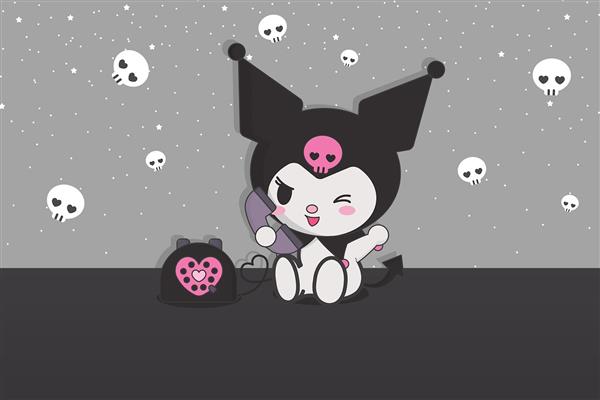 پوستر دیواری کرومی طوسی و مشکی در فضای رویایی و کودکانه