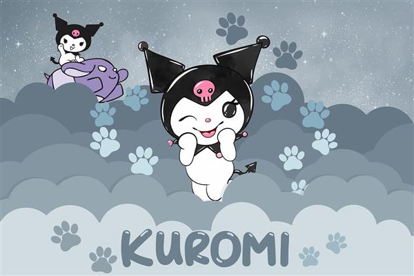 پوستر دیواری کودکانه کرومی با تم طوسی و زمینه بسیار جذاب مخصوص اتاق کودک