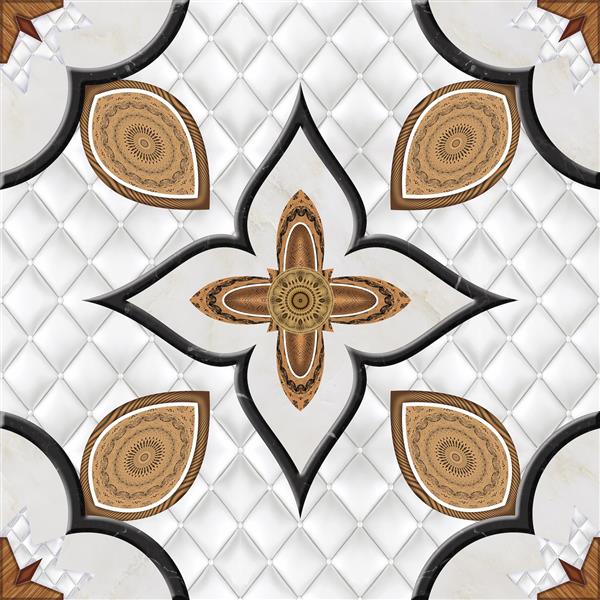 طرح کاشی مدرن با رنگ کرم و طلایی